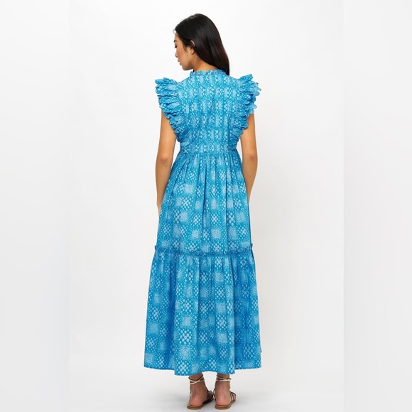 Oliphant Cotton. Scallop Pintuck Maxi- Matrix Blue XS. NWOT - Picture 6 of 6